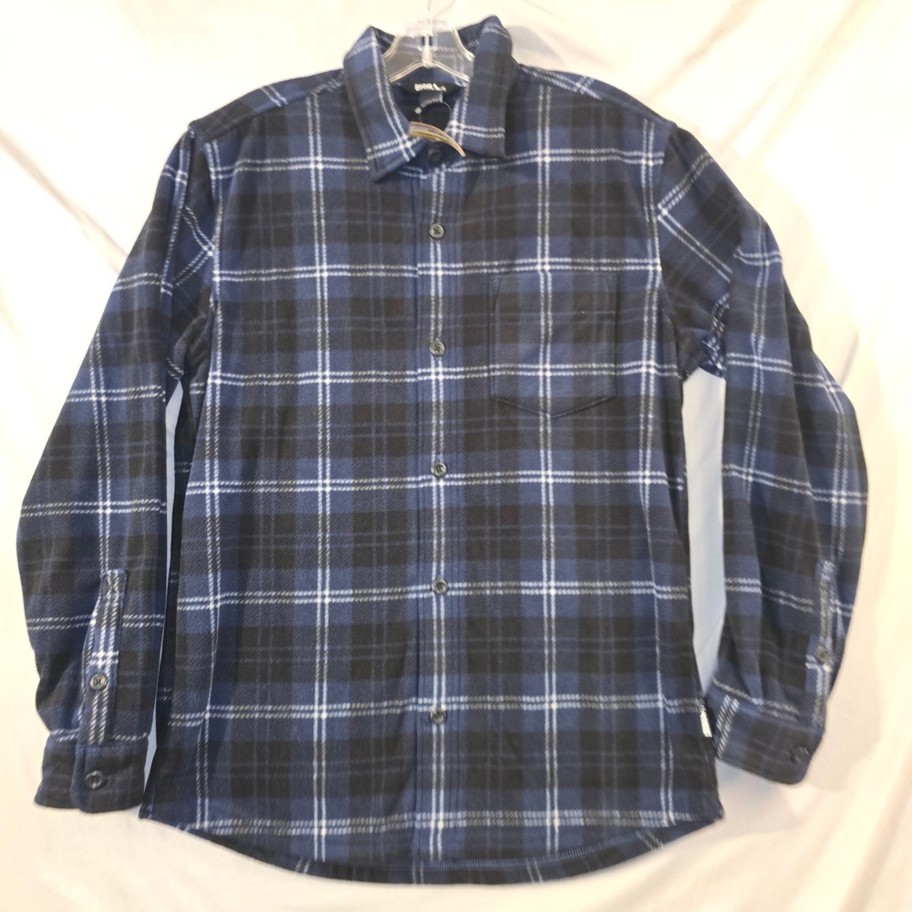 Eddie Bauer Quest Fleece Shirt Small Mens Blue Plaid Quick Dry Stretch NWT